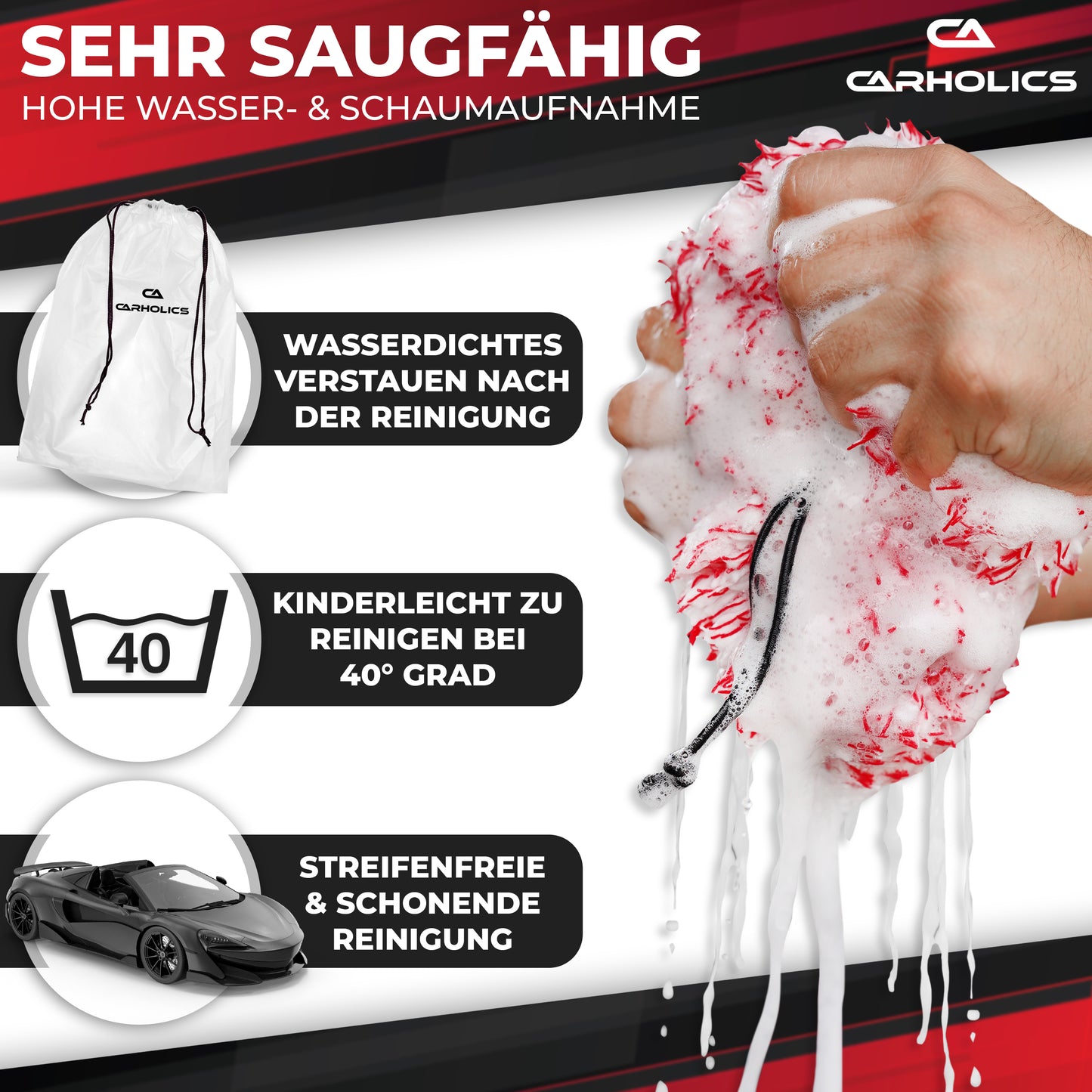 CARHOLICS® Premium Brush Cover inkl. wasserdichtem Transportbeutel